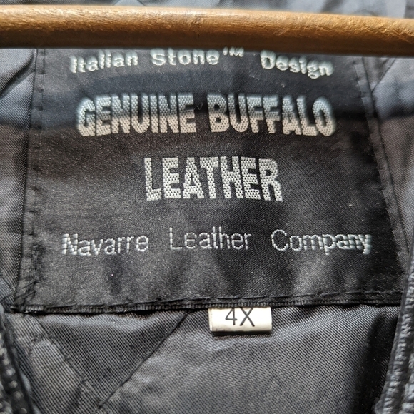 Navarre Leather Co Genuine Buffalo Fringe Vest Italian Stone Men's sz 4X Black - Picture 4 of 6